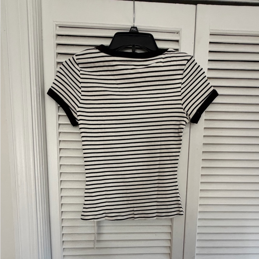 Striped Black and White Women's Top